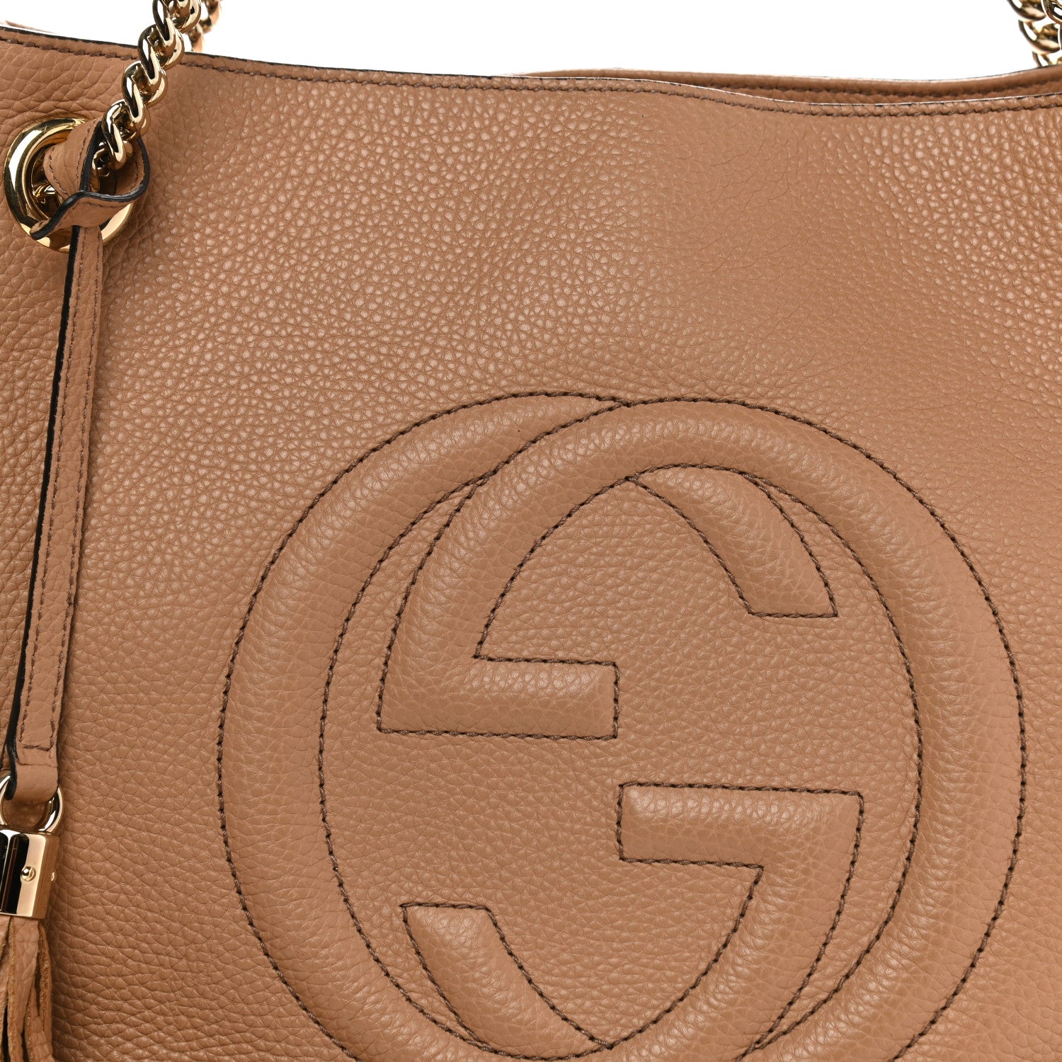 Gucci Pebbled Calfskin Medium Soho Chain Shoulder Bag Camelia 8 of 11