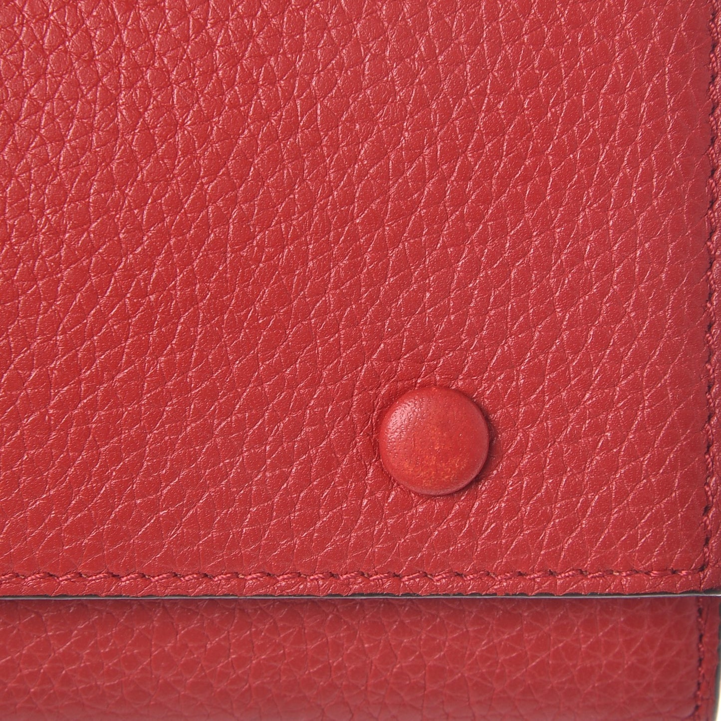 Drummed Calfskin Large Multifunction Flap Wallet Coquelicot