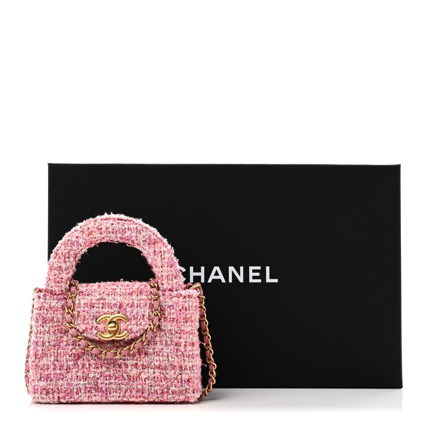 Chanel Tweed Quilted Mini Nano Kelly Shopper Pink 11 of 11