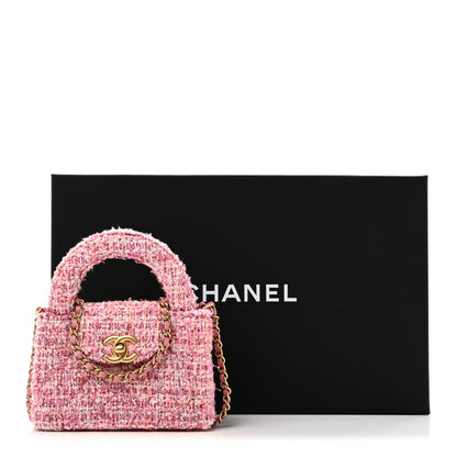 Chanel Tweed Quilted Mini Nano Kelly Shopper Pink 11 of 11