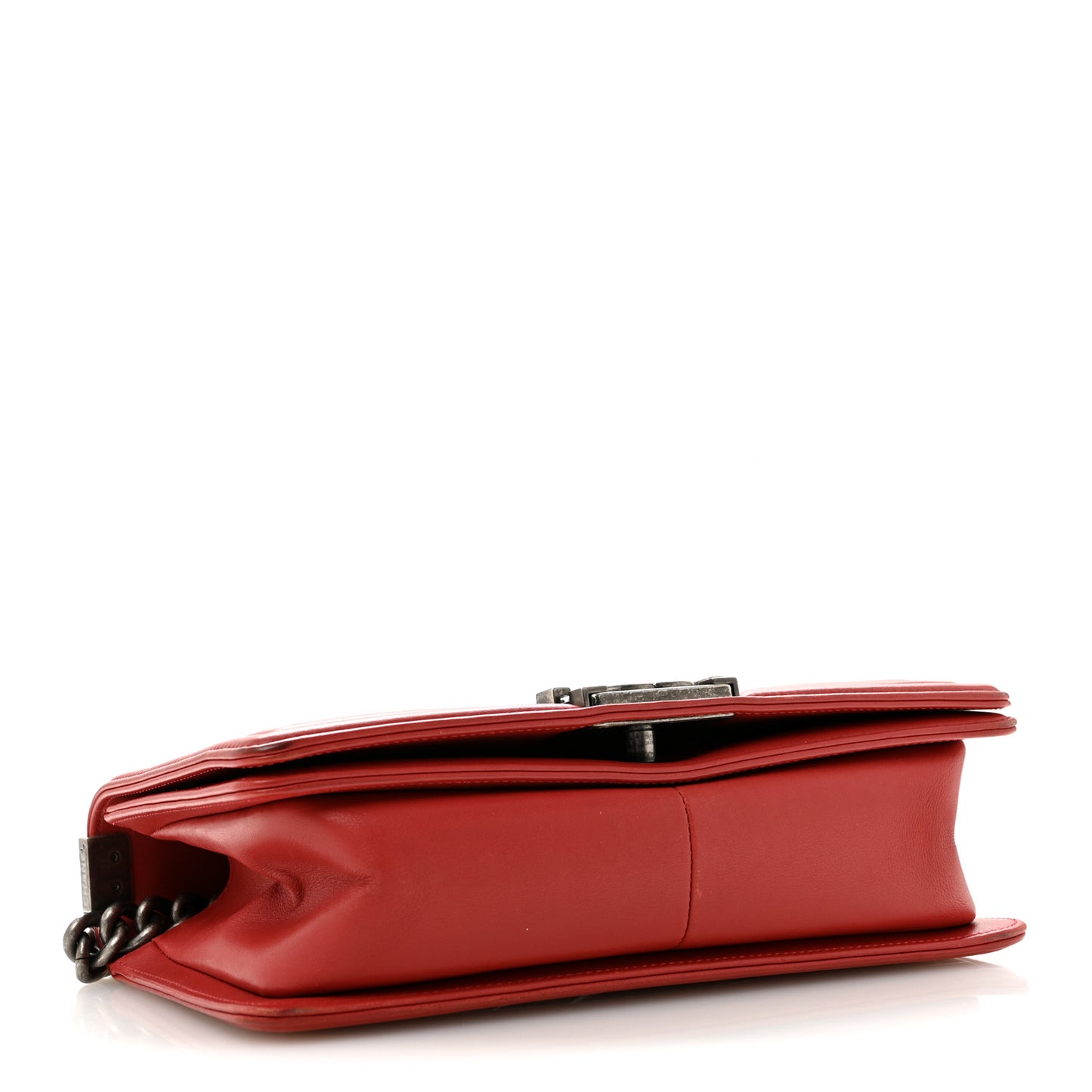 Calfskin Chevron Quilted Medium Boy Flap Red
