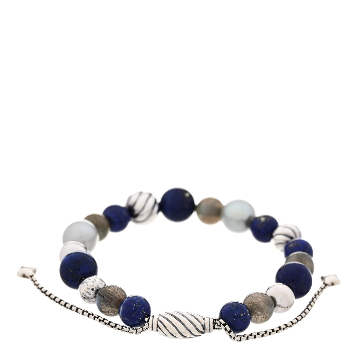 David Yurman Sterling Silver Lapis Lazuli Labradorite Pearl Spiritual Beads Bracelet 2 of 3