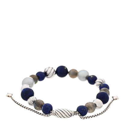 David Yurman Sterling Silver Lapis Lazuli Labradorite Pearl Spiritual Beads Bracelet 2 of 3