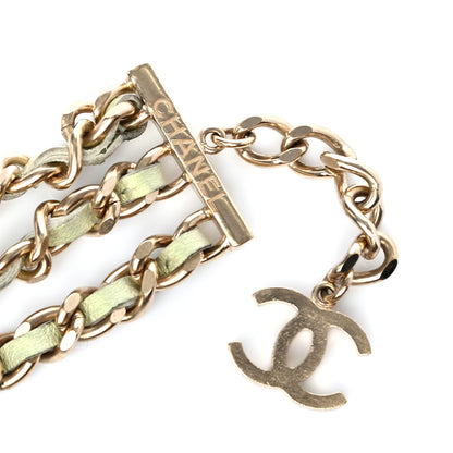Chanel Metal Lambskin Lock Multi Strand Bracelet Gold Light Blue 5 of 5