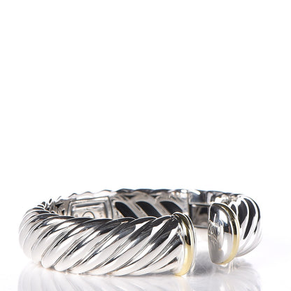 David Yurman Sterling Silver 18K Yellow Gold 15mm Sculpted Cable Cuff 3 of 6