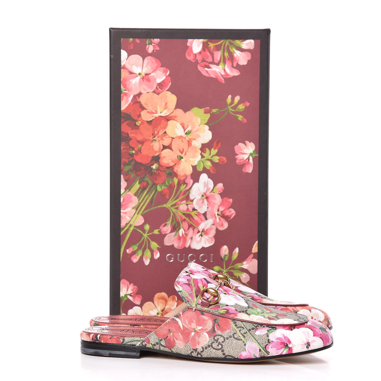 Gucci GG Supreme Monogram Blooms Womens Princetown Slippers 36 Beige Multicolor Dry Rose 9 of 9