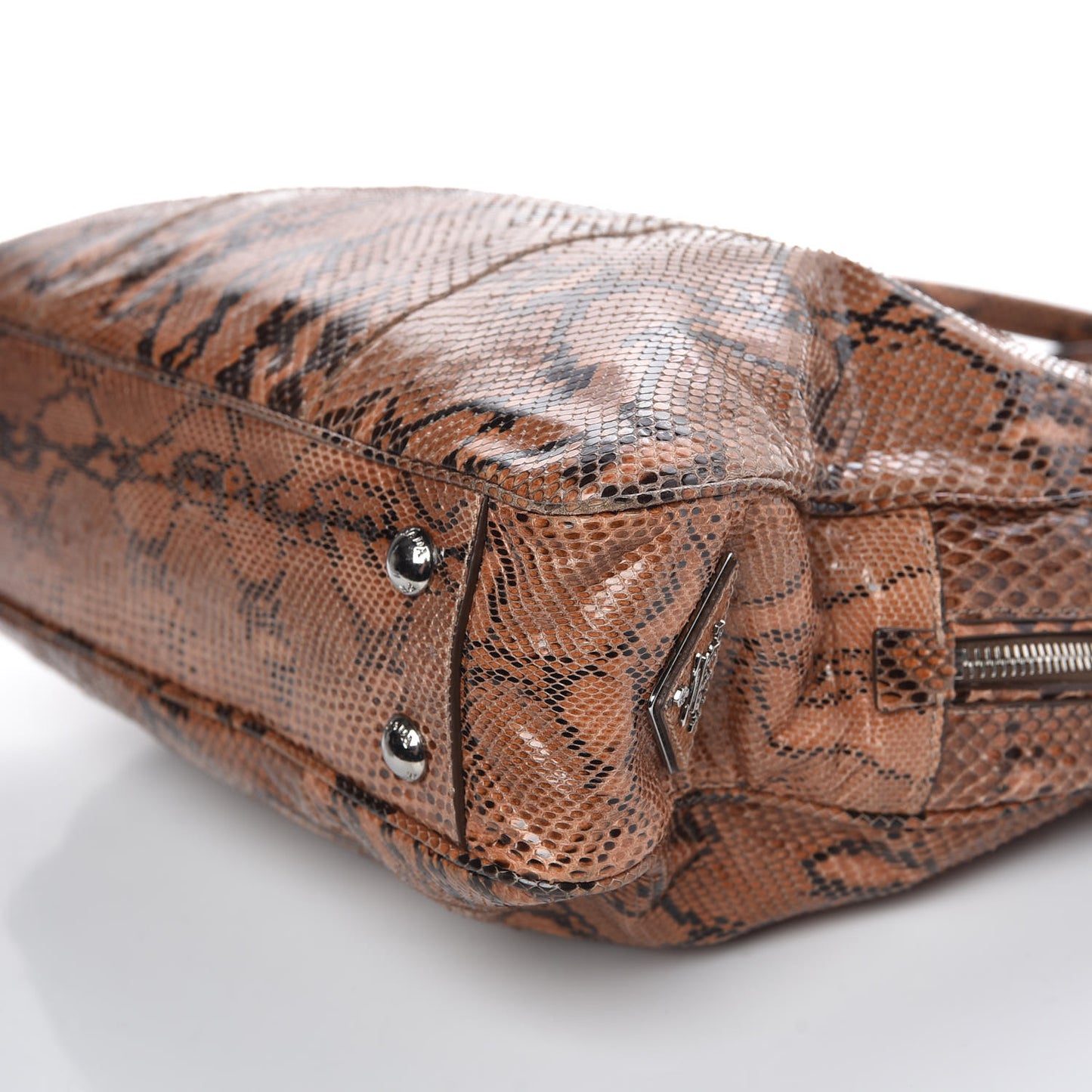 Shiny Python Bauletto Tote Brandy