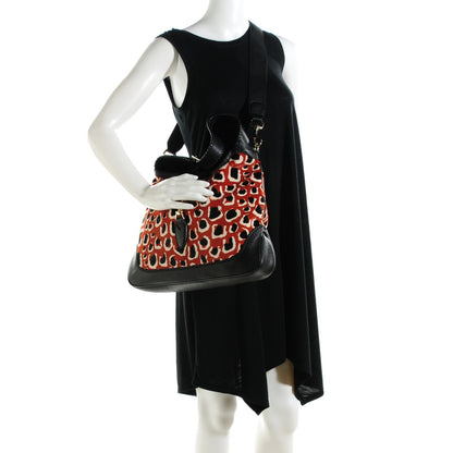 Gucci Calf Hair Leopard Print Medium New Jackie Shoulder Bag Red 2 of 7