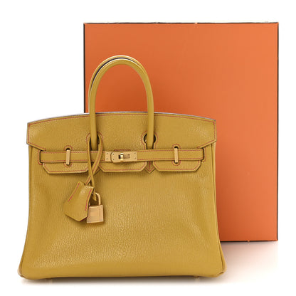 Hermes Chevre Mysore Horseshoe Birkin 25 Jaune Ambre Rose Extreme 11 of 11