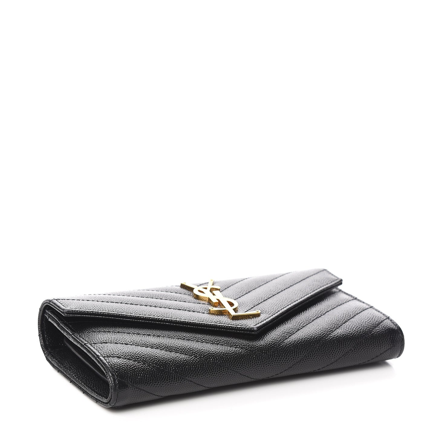 Grain De Poudre Matelasse Chevron Monogram Flap Wallet Black