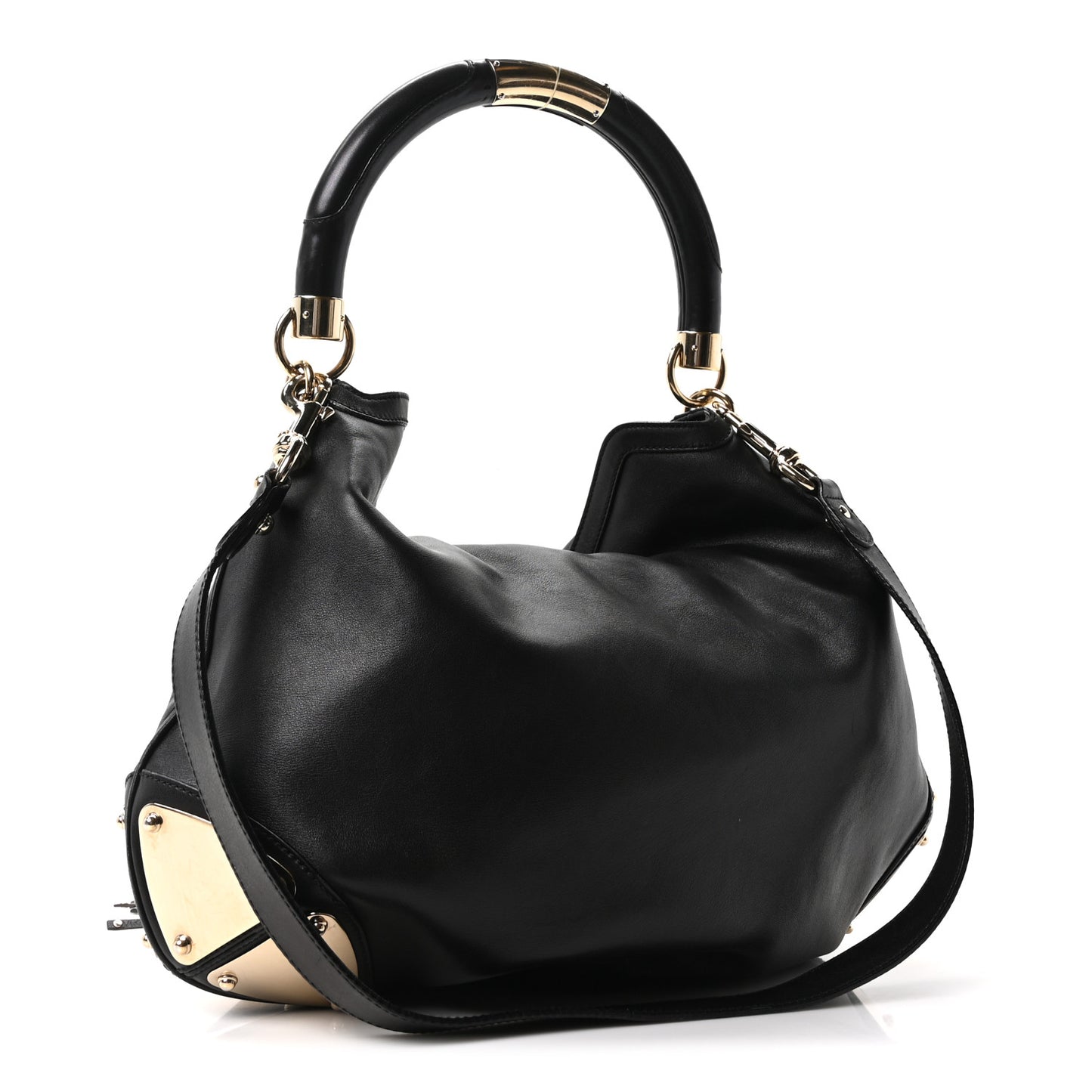 Calfskin Large Indy Top Handle Hobo Black