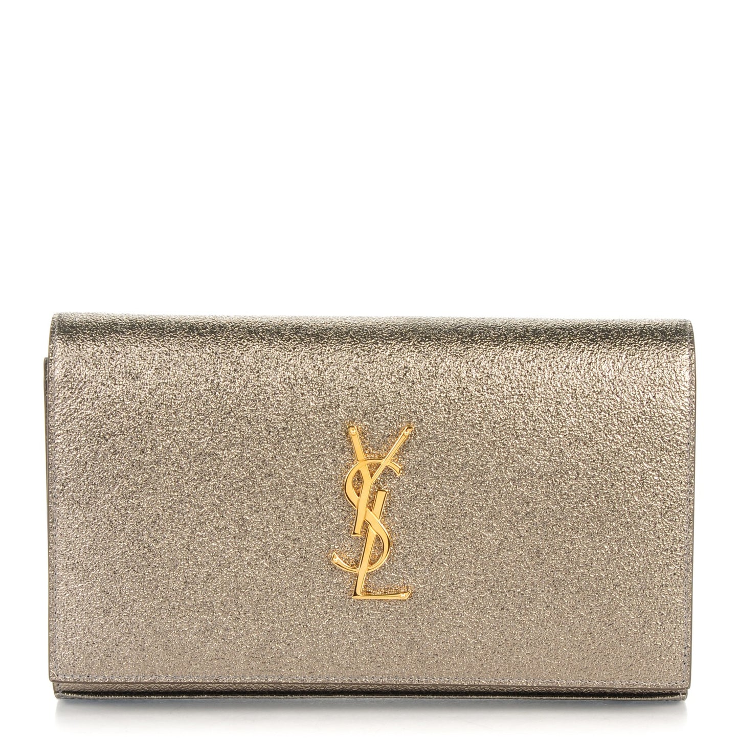 Grained Metallic Calfskin Monogram Chain Wallet Bronze