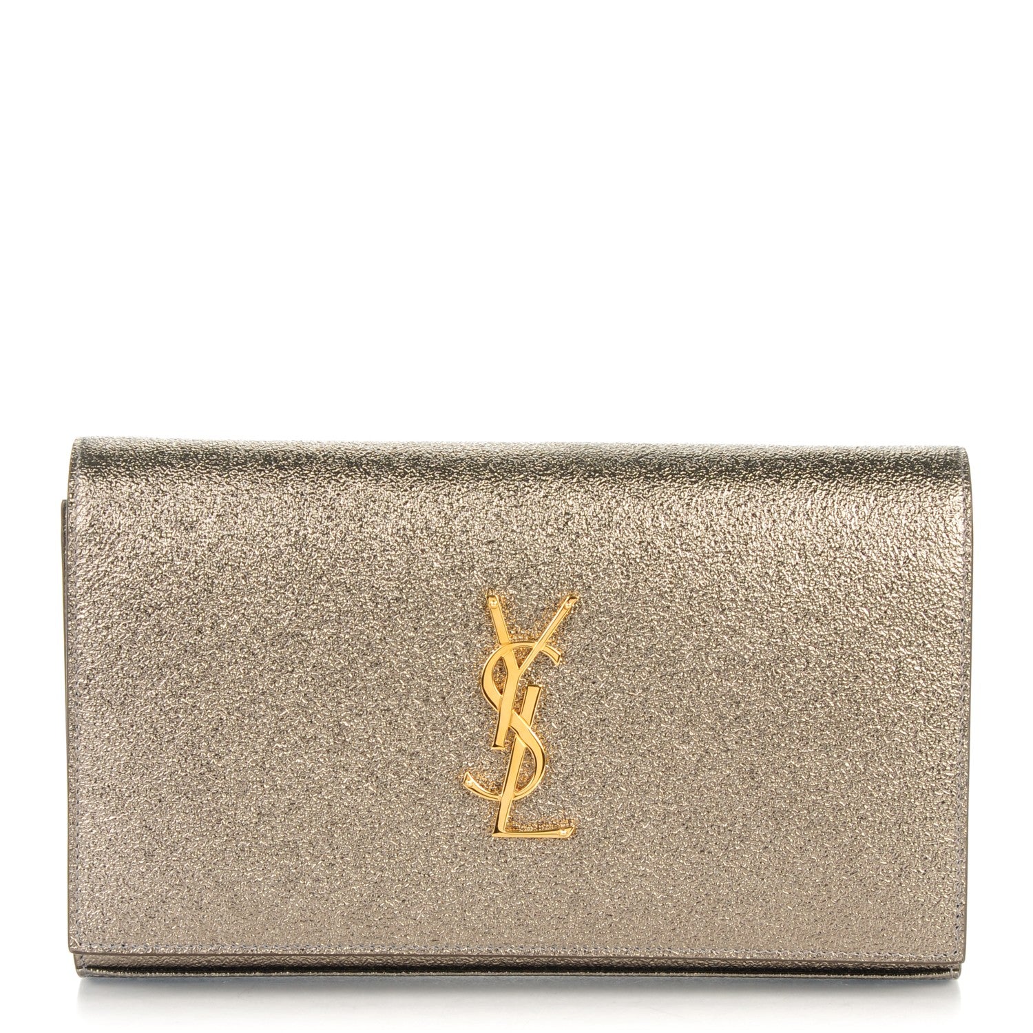 Saint Laurent Grained Metallic Calfskin Monogram Chain Wallet Bronze 1 of 8