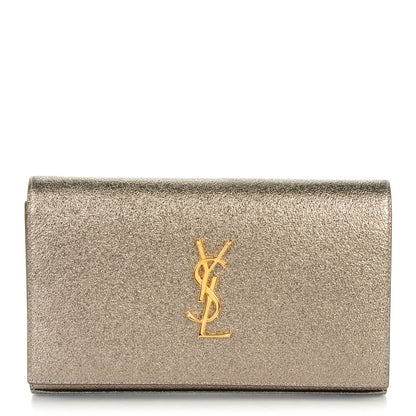 Saint Laurent Grained Metallic Calfskin Monogram Chain Wallet Bronze 1 of 8