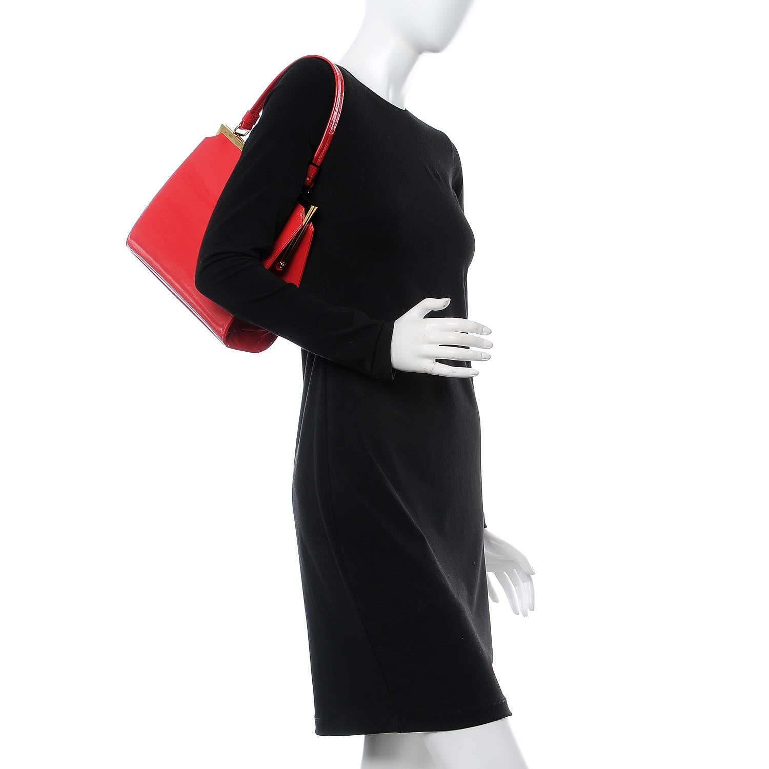 Mansur Gavriel Patent Calfskin Elegant Top Handle Bag Flamma 2 of 6