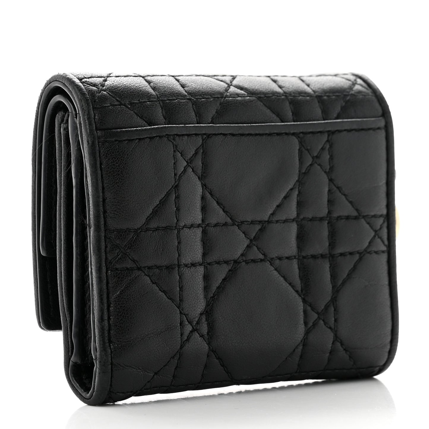 Lambskin Cannage Lady Dior Lotus Wallet Black