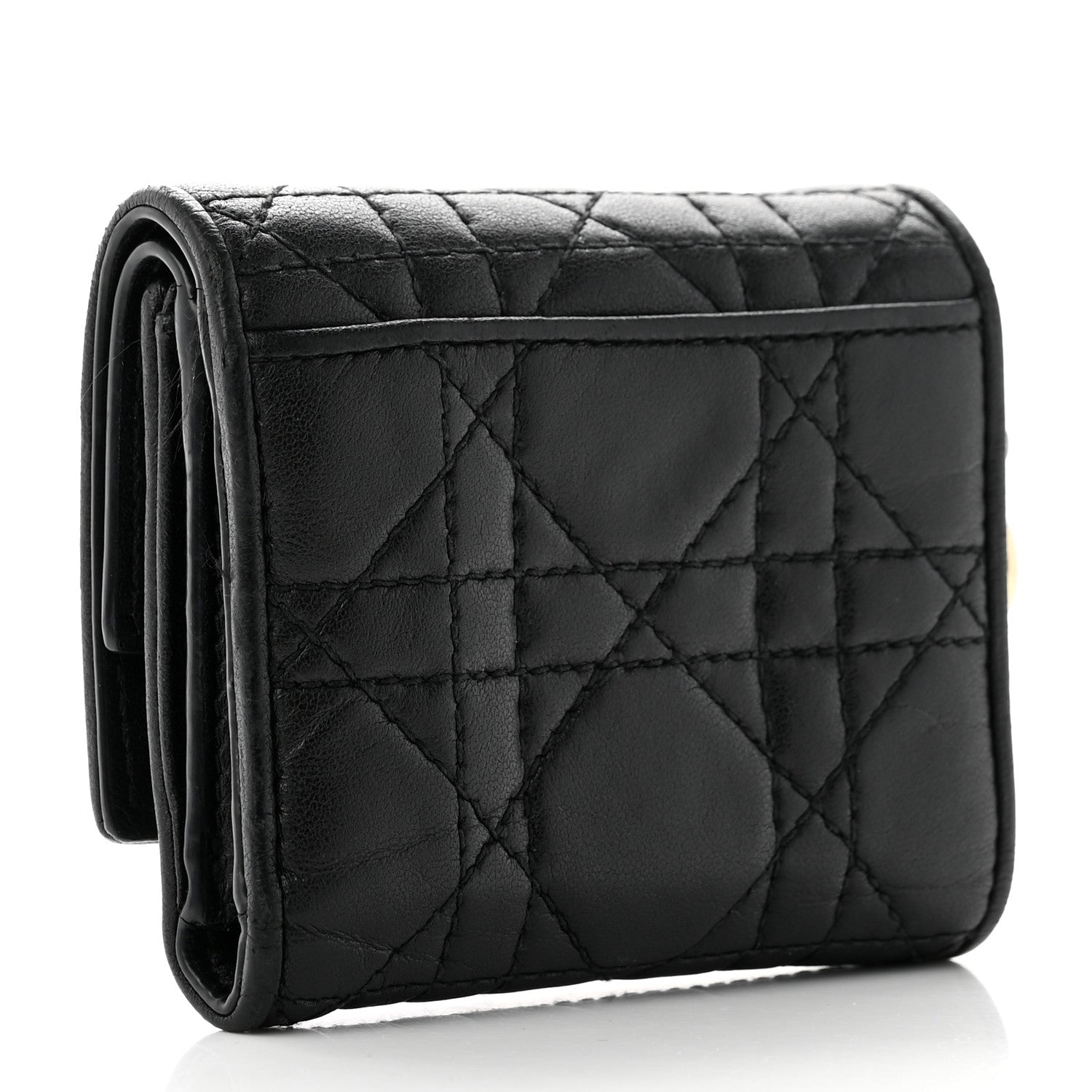 Christian Dior Lambskin Cannage Lady Dior Lotus Wallet Black 3 of 6