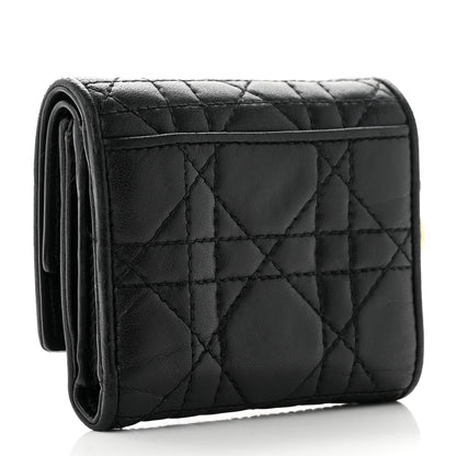 Christian Dior Lambskin Cannage Lady Dior Lotus Wallet Black 3 of 6