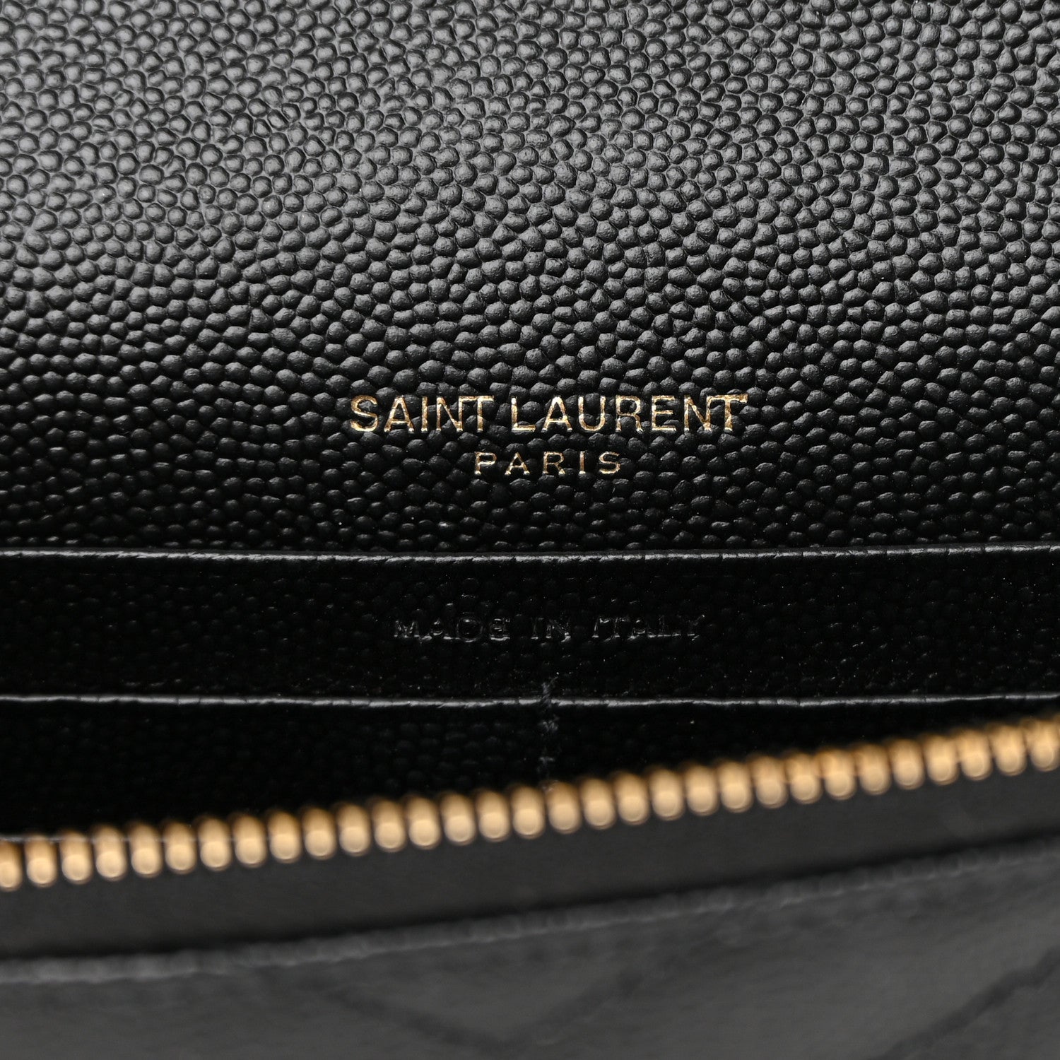Saint Laurent Grain De Poudre Matelasse Chevron Monogram Envelope Chain Wallet Black 6 of 13
