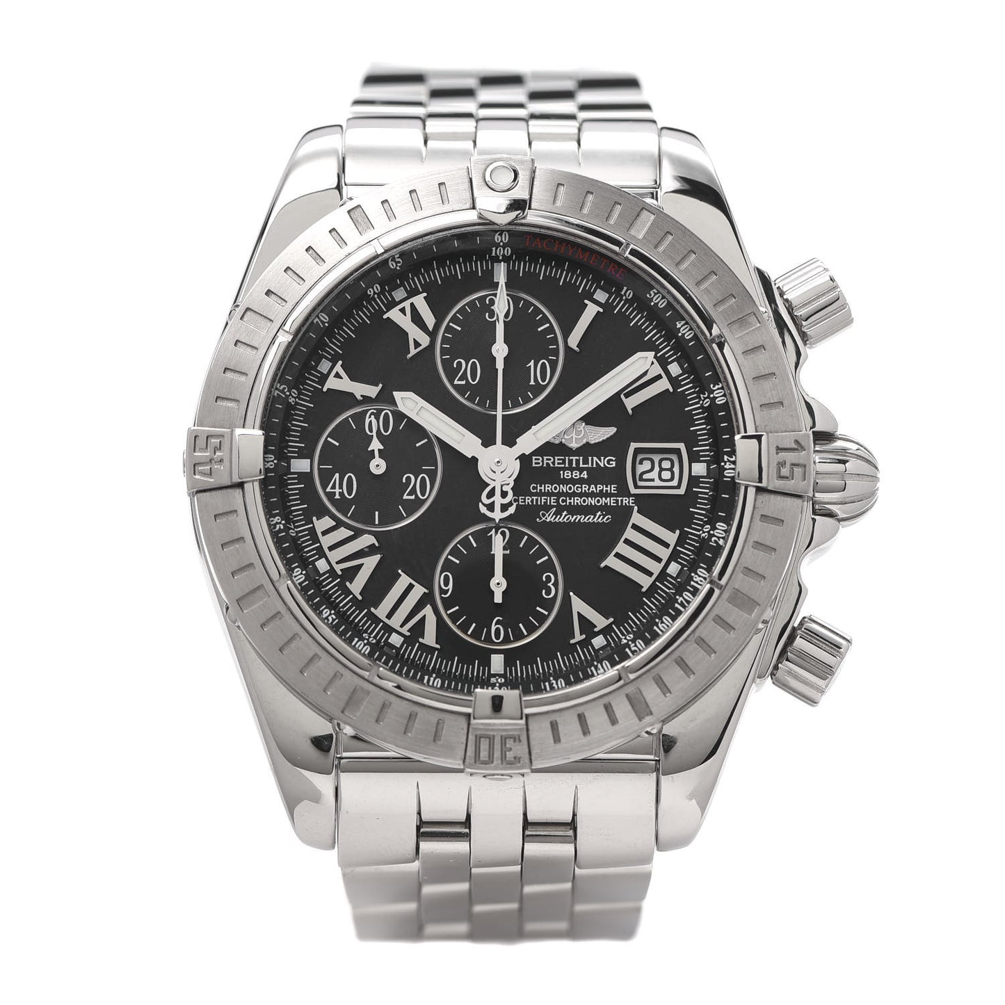 Stainless Steel 44mm Chronomat Evolution Automatic Watch Black A13356