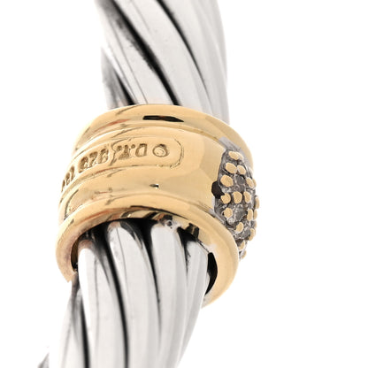 David Yurman Sterling Silver 18K Yellow Gold Diamond 7mm Cable Classics Station Bracelet 5 of 5