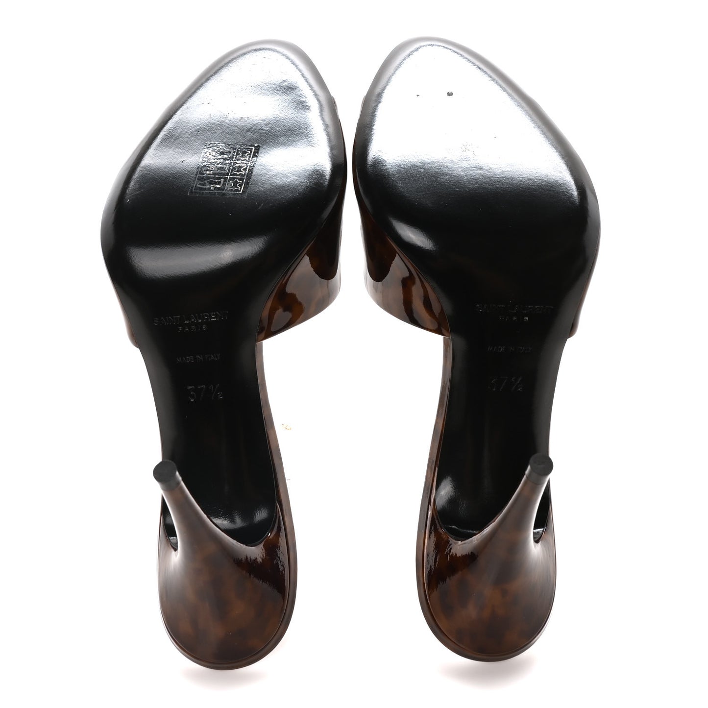 Patent Tartaruga Sexy 95mm Mules 37.5 Tortoise Brown