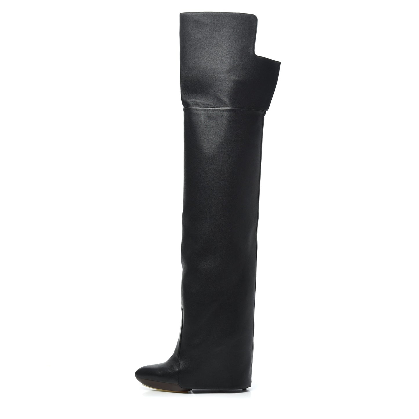 Calfskin Newton Over The Knee Boots 35.5 Black Marron