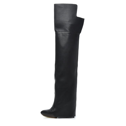 Givenchy Calfskin Newton Over The Knee Boots 35.5 Black Marron 1 of 18