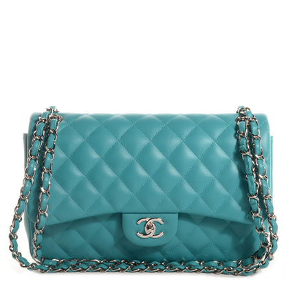 Chanel Lambskin Quilted Jumbo Double Flap Blue 1 of 7