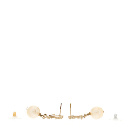 Chanel Crystal Pearl CC Drop Earrings Gold 4 of 5