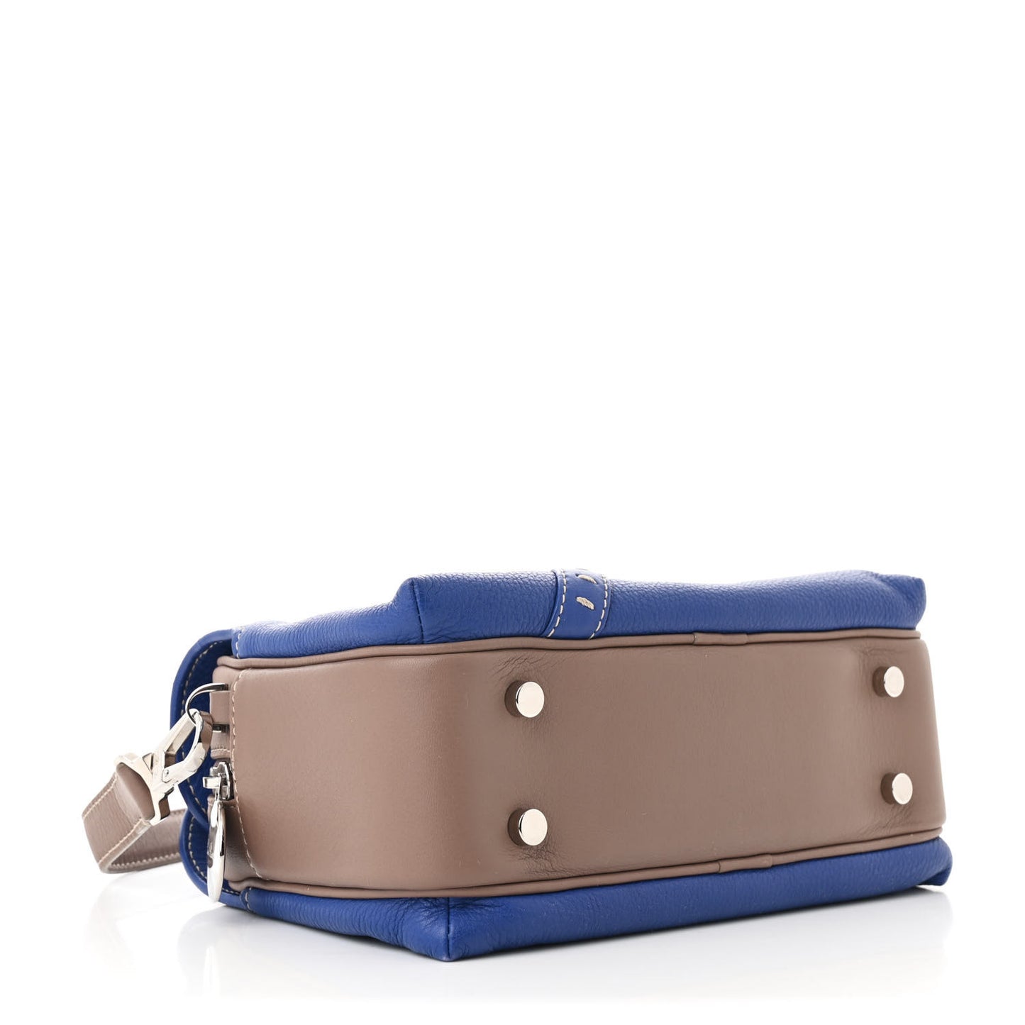 Grained Calfskin Bridle P Shoulder Bag Blue Warm Mastic