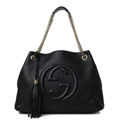 Gucci Pebbled Calfskin Medium Soho Chain Shoulder Bag Black 1 of 6