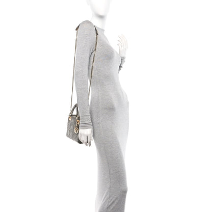 Christian Dior Metallic Snakeskin Cannage Mini Lady Dior Silver 2 of 14