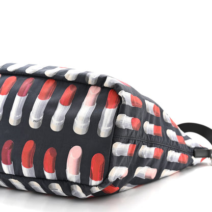 Prada Tessuto Nylon Saffiano Lipstick Print Tote 9 of 9