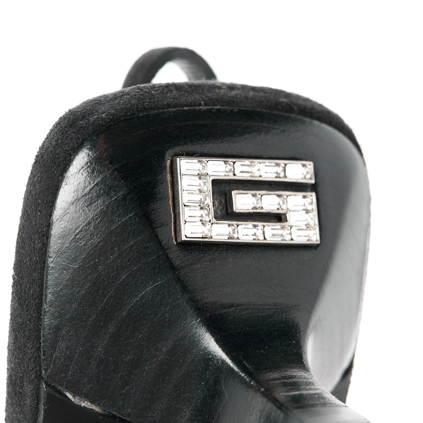 Tela Retino Kid Scamosciato Crystal GG Monogram Square G 35mm Slingback Pumps 38.5 Black