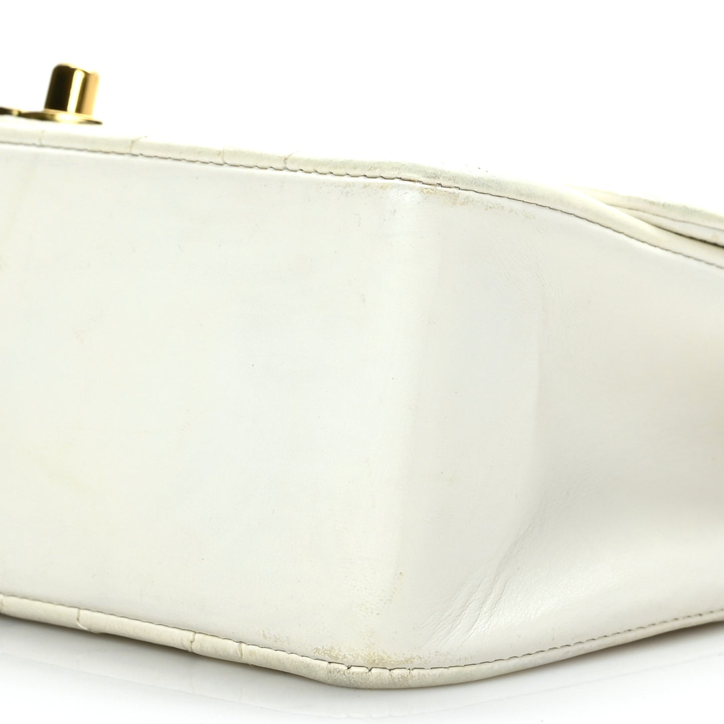 Lambskin Quilted Small Single Flap White