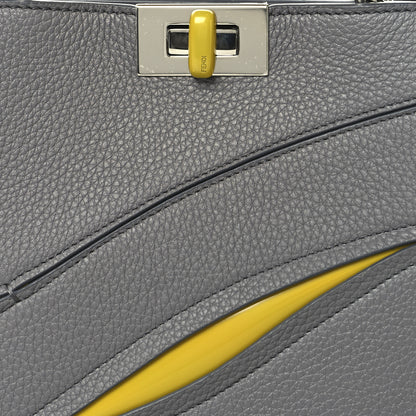 Fendi X MA YANSONG Cuoio Romano Aluminum Bi-Color Mini Peekaboo I SEE U Satchel Grey Yellow 8 of 12