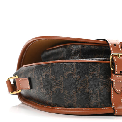 Celine Triomphe Canvas Medium Folco Bag Tan 8 of 9