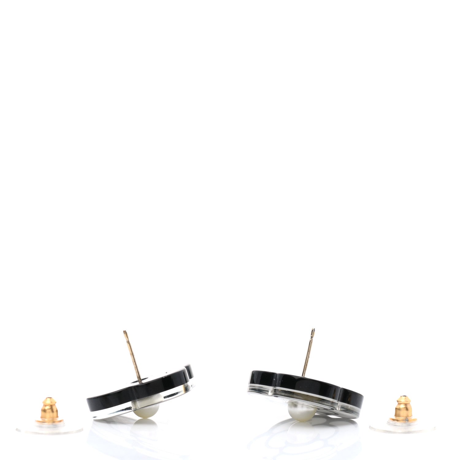 Chanel Resin Camellia CC Earrings Black 3 of 5