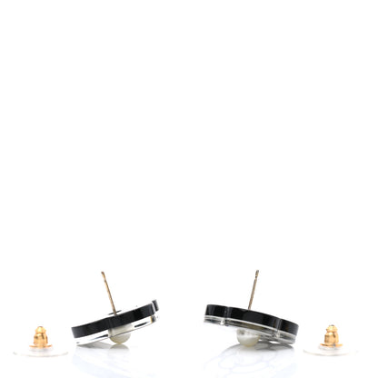 Chanel Resin Camellia CC Earrings Black 3 of 5