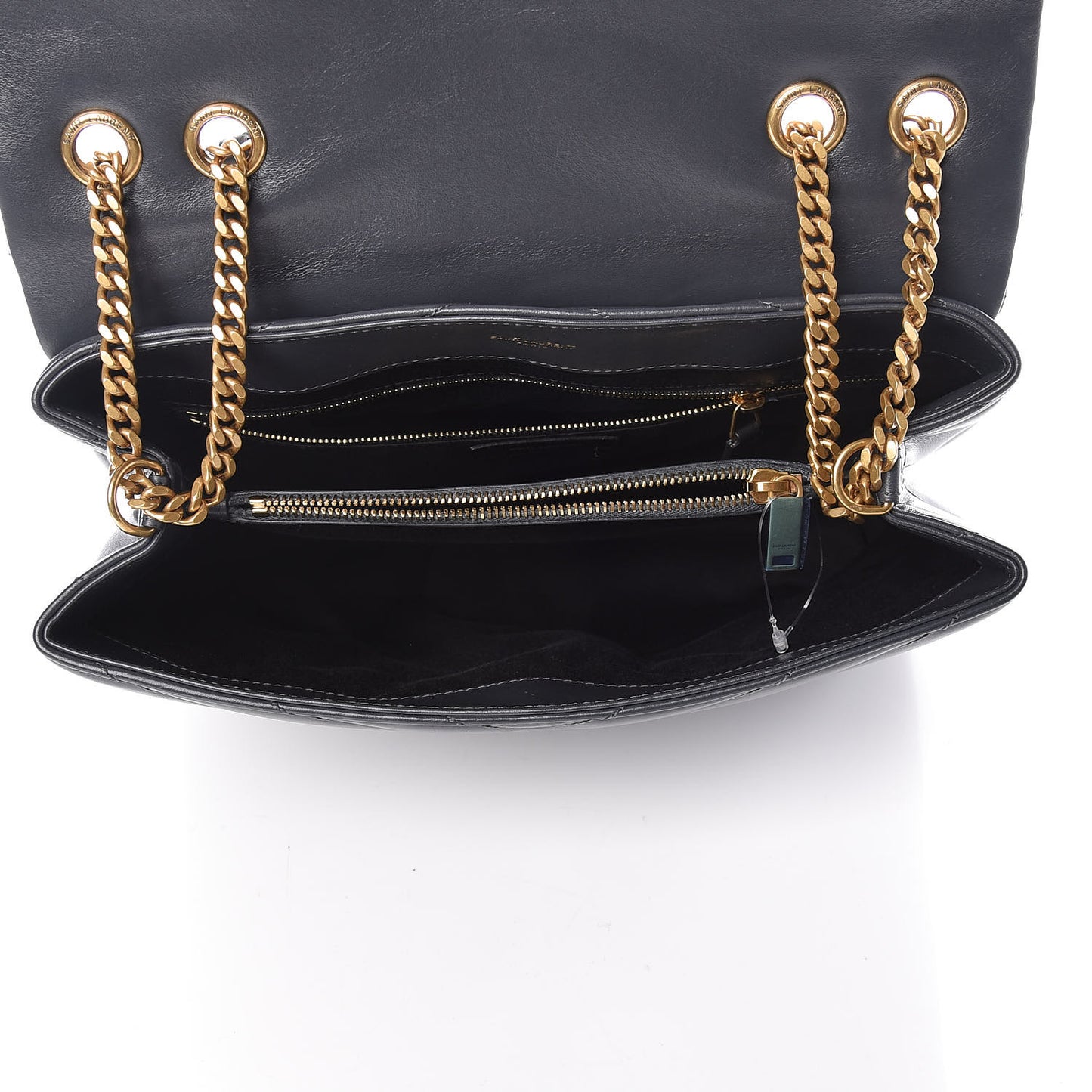 Calfskin Y Quilted Monogram Medium Loulou Chain Satchel Asphalt
