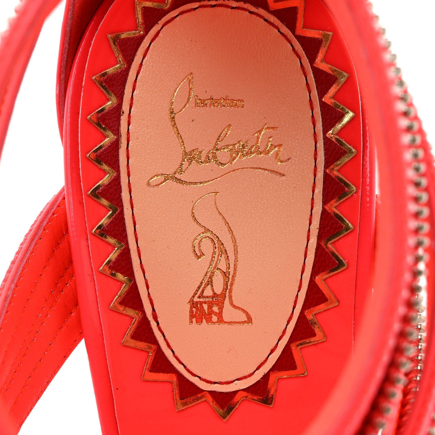 Christian Louboutin Patent Unzip Booty 100 Sandals 39.5 Fluo Pink Silver 6 of 10