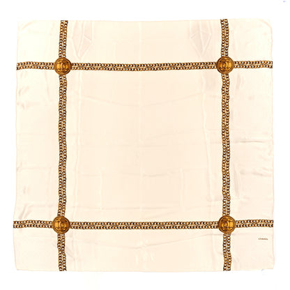 Chanel Silk CC Chain Square Scarf White Gold 1 of 3