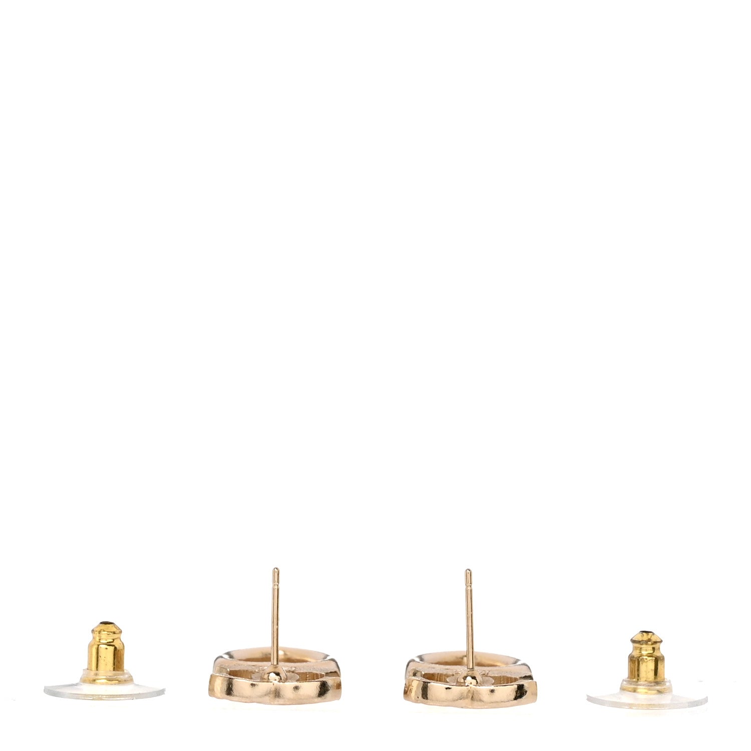 Chanel Crystal CC Heart Drop Earrings Gold 3 of 5