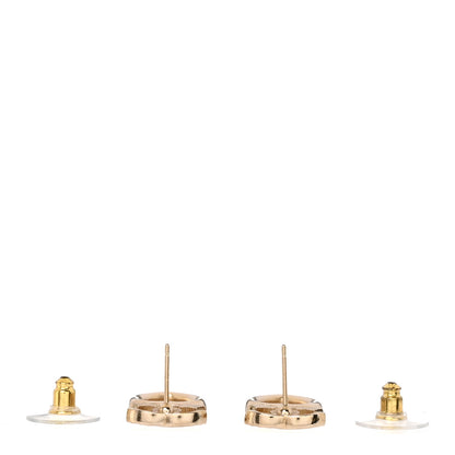 Chanel Crystal CC Heart Drop Earrings Gold 3 of 5