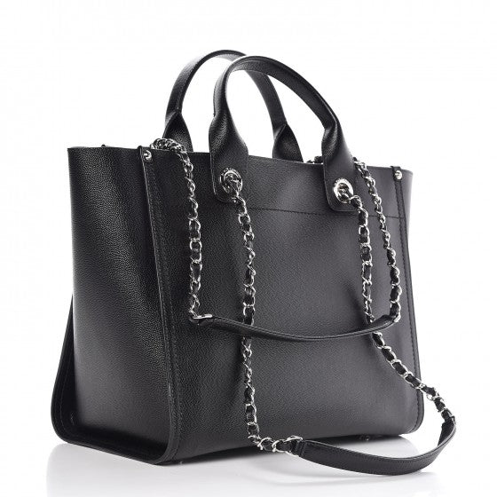 Caviar Small Studded Deauville Tote Black