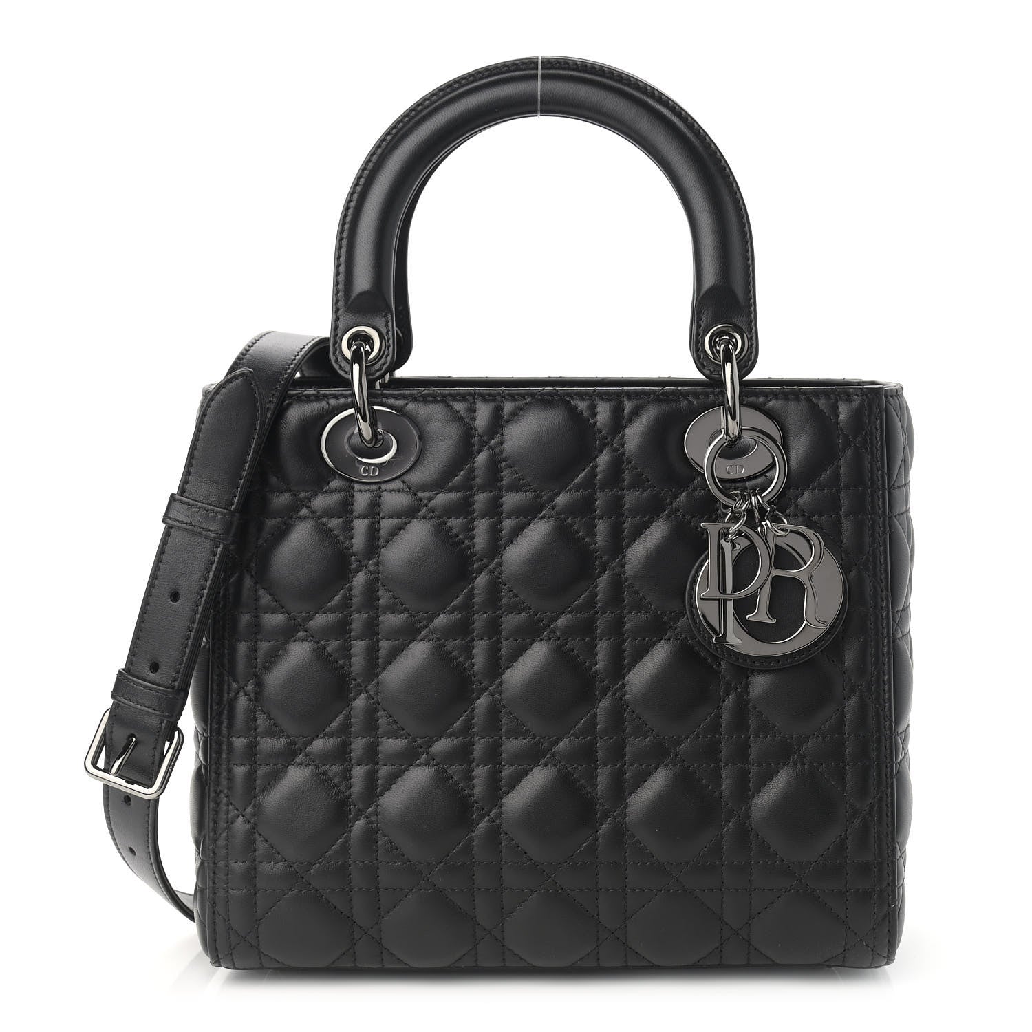 Christian Dior Lambskin Cannage Medium Lady Dior Black 1 of 13