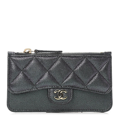Chanel Iridescent Caviar Quilted Flap Zip Card Holder Black 1 of 4