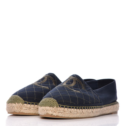Chanel Fabric Biarritz CC Espadrilles 40 Blue Green 3 of 11