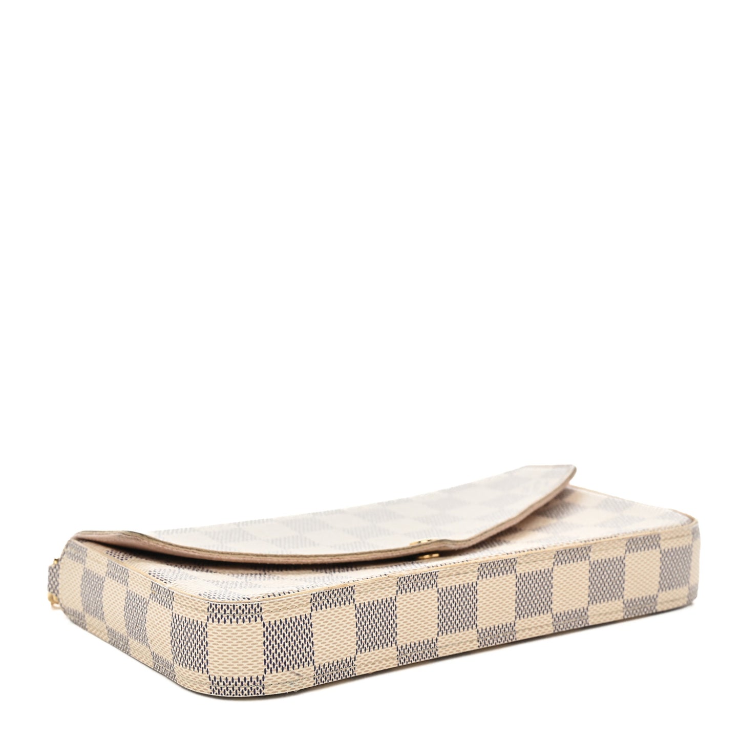 Damier Azur Pochette Felicie Chain Wallet Rose Ballerine